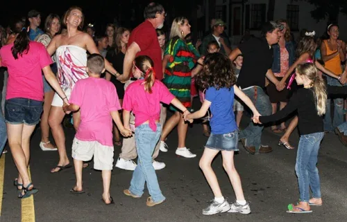 People dancing at Rhododendron Festival Street Dance