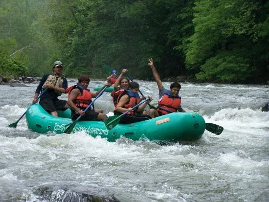 Group rafting on the river with Loafer's Glory Rafting